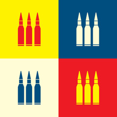 Ammo icon. Yellow, blue and red color material minimal icon or logo design