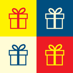 Box icon. Yellow, blue and red color material minimal icon or logo design