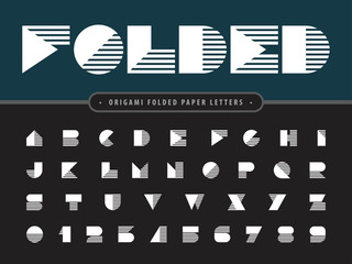 Vector of Paper folded Alphabet Letters and numbers, Modern Origami stylized fonts