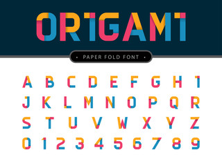 Vector of Origami Alphabet Letters and numbers, Modern colorful Paper fold stylized fonts