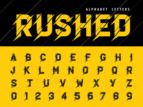 Vector of Glitch Modern Alphabet Letters and numbers