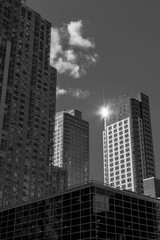 Fototapeta na wymiar Sun reflecting off a skyscraper in Downtown Brooklyn, New ork City, NY, USA