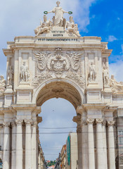 Fototapeta na wymiar Triumphal Arch in the Commerce Square, Lisbon, Portugal