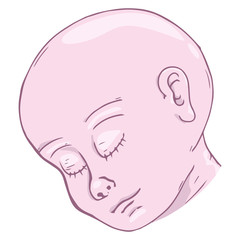 Baby icon. Vector illustration of baby head. Hand drawn baby's head.