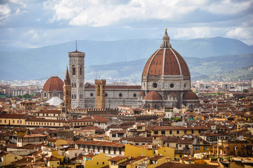 Cathedral of Santa Maria del Fiore English "Saint Mary of the Flower"), is in Florence, Italy. Begun in 1296 and finished 1436. Shots taken after the rain when the sun came out over the city.