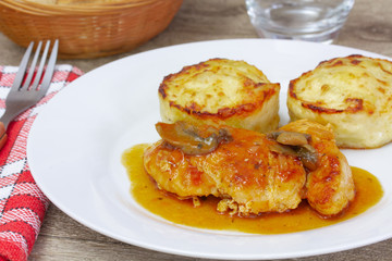 escalope de poulet et gratin de pommes de terre