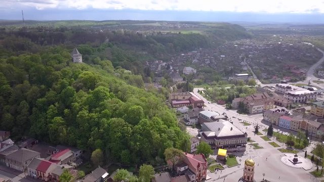 Aerial view of town of Halych, old Ukrainian capital in Ivano-Frankivsk region, Ukraine.