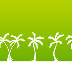 Obraz premium Vector illustration of a hand drawn palm trees. Seamless vector pattern with sihouette tropical palm trees