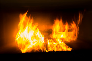 hot buring fire wood in flames 