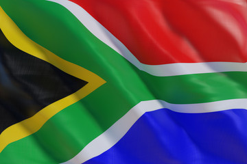 South Africa flag in the wind