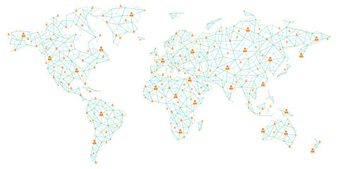 Fototapeta na wymiar World Map - Global Human Business Connection