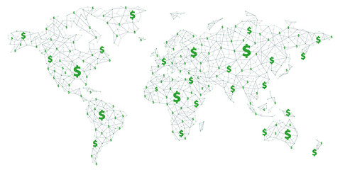 World Map - Global Money, Business and Connection