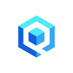 Hexagon Box Element Template Icon for technology finance business health company with modern high end look