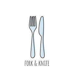 Cutlery knife, fork vector doodle icons. Isolate on white background.