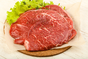 Raw beef schnitzel