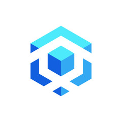 Hexagon Box Element Template Icon for technology finance business health company with modern high end look
