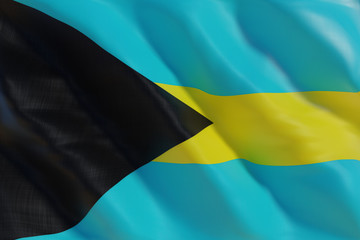 The Bahamas flag in the wind
