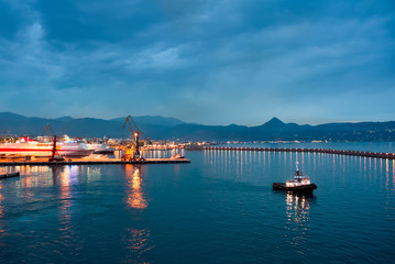 Obraz premium Sea port night view