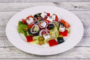 Traditional Greek salad with feta cheese