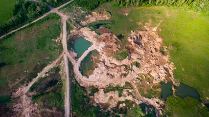 fields, forests, sky with clouds view from above
