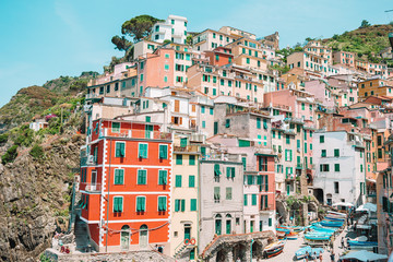 Fototapeta na wymiar Riomaggiore in old Cinque Terre, Liguria, Italy