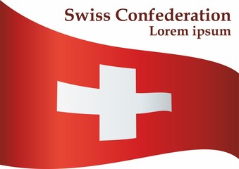 Obraz premium Flag of Switzerland, Swiss Confederation. Template for award design, an official document with the flag of Switzerland. Bright, colorful vector illustration.