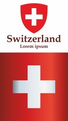 Obraz premium Flag of Switzerland, Swiss Confederation. Template for award design, an official document with the flag of Switzerland. Bright, colorful vector illustration.