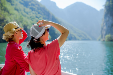 Adult women enjoy on the cruise