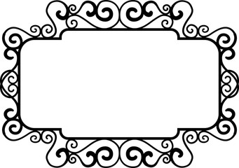 Black round vintage frames, design elements. Sketch hand drawn. Decorative border