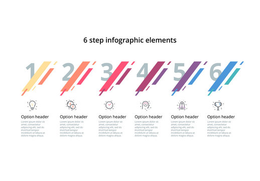 6 Step Infographic with Lines and Icons