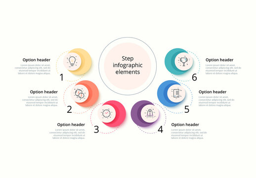 6 Step Infographic with Icons and Circles