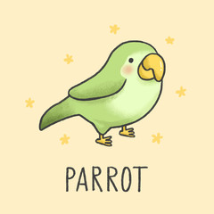 Cute Parrot cartoon hand drawn style