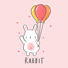 Cute Rabbit cartoon hand drawn style