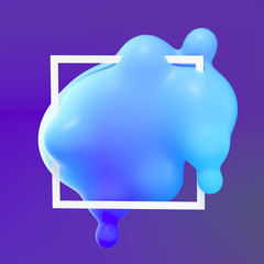 Blue Abstract dripping fluid vivid color splash banner, art liquid shape creative design element for logo, icon, 3d illustration