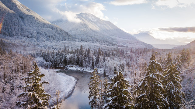 Winter River Aerial Photography