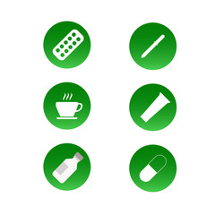 Vector work in set of medicine symbols