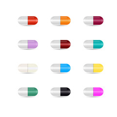 Vector work in set of medicine symbols