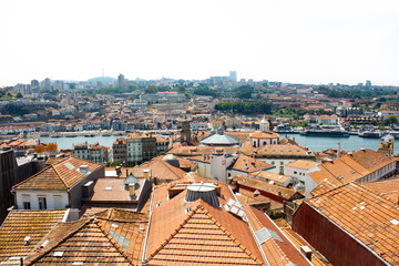 Fototapeta na wymiar Porto and Gaia city skyline/old town across Douro River, Portugal