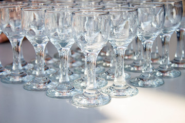 rows of glasses of wine 