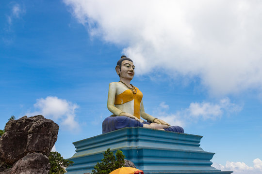 Yao Mao Monument in Bokor National Park. This monumental statue stands alone in Bokor National Park and can be found half way up.