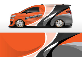 Fototapeta premium Car wrap company design vector. Graphic background designs for vehicle van livery , Eps 10