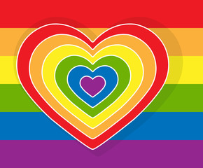 Heart in the colors of the LGBT rainbow in the background of the background
