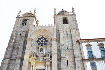 Fototapeta na wymiar Porto Cathedral (Sé do Porto) facade view, Roman Catholic church, Portugal
