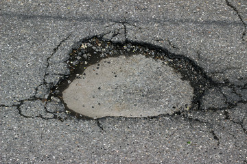 Street road asphalt pothole cracked fracture fragments surface texture layer