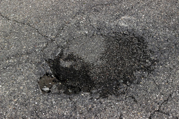 Street road asphalt pothole cracked fracture fragments surface texture layer