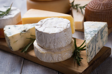 Aged cheese round and slices