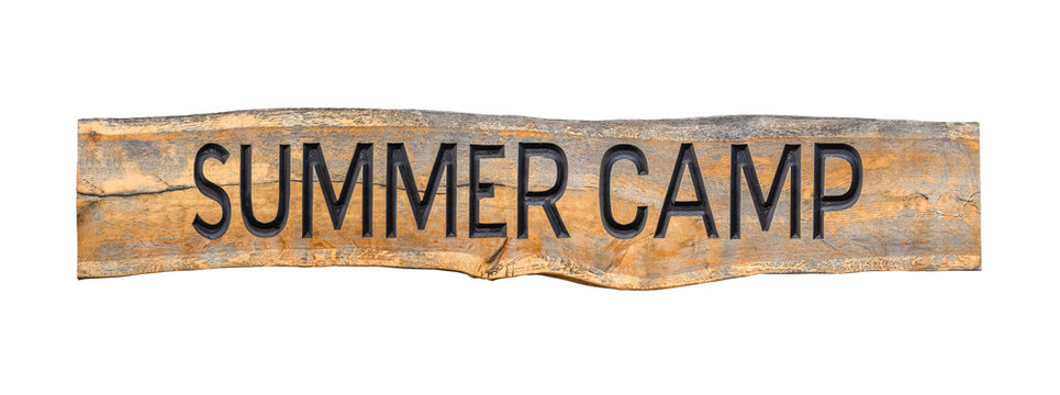 Isolated Wooden Summer Camp Sign