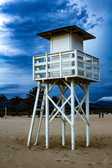 Tower beach,one tower in Gandia-The Mediterranean sea  from spain