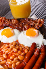 delicious English breakfast on a dark rustic background