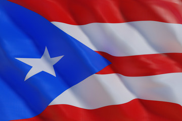 Fototapeta na wymiar Puerto Rico flag in the wind